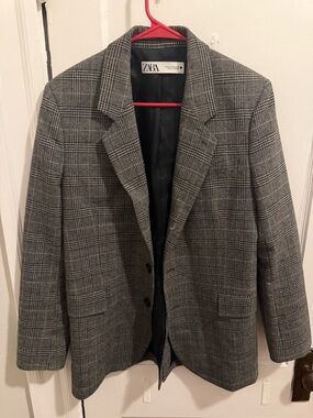 Zara Gray Plaid Women's Blazer